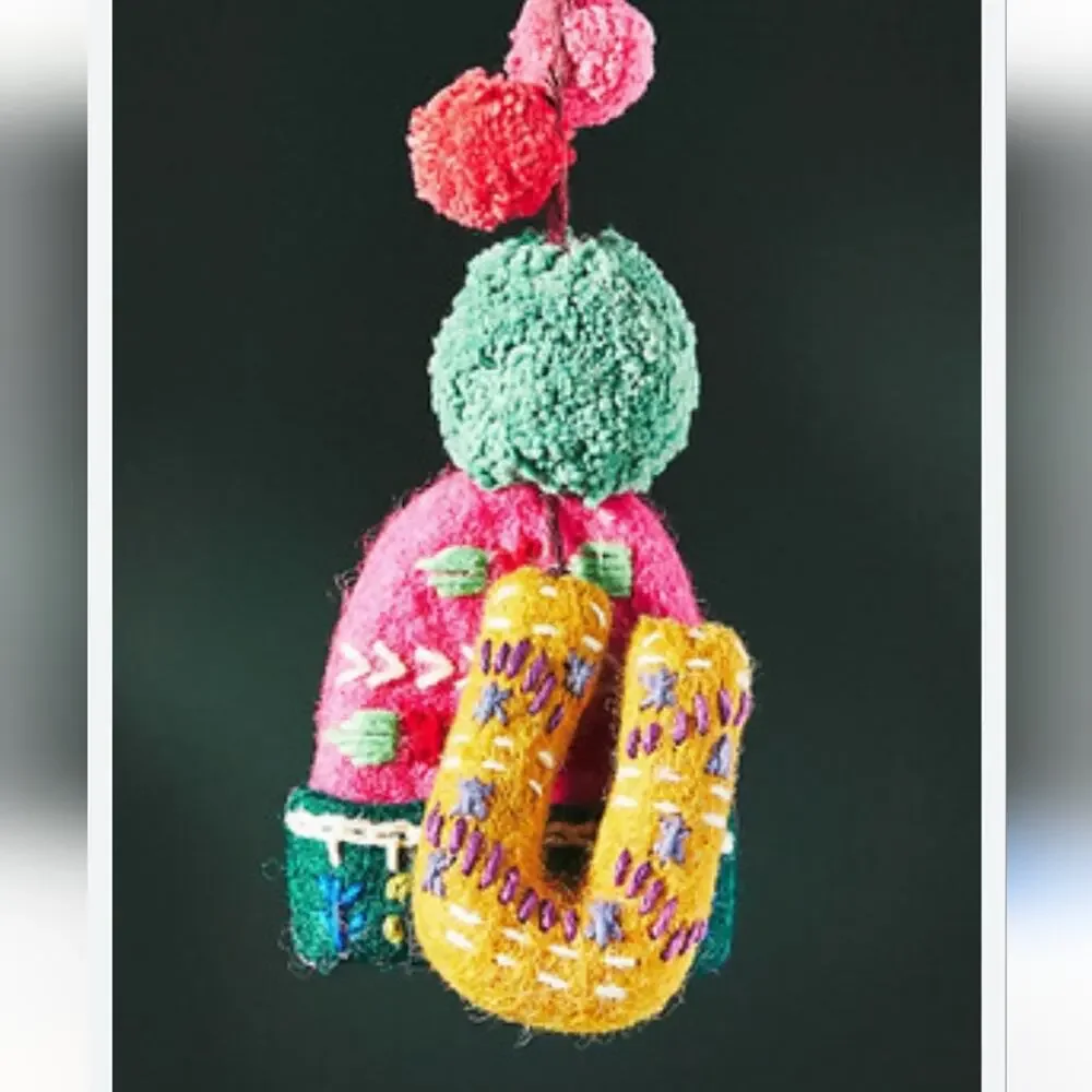 ANTHROPOLOGIE SKI APRES MONOGRAM CHRISTMAS ORNAMENT